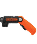 All In One 4V Max Cordless Screwdriver With Pivoting Handle And Built In LED Light, Handy Rechargeable Flashlight Combo, side view.