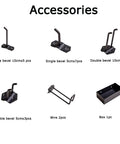 Heavy Duty Pegboard Display Stand With Rollin Wheels, Three Tier Garage Storage Rack For Tools Hardware And Workshop Organizing, Super Tough Black Metal Shelf accessories including hooks and storage box.