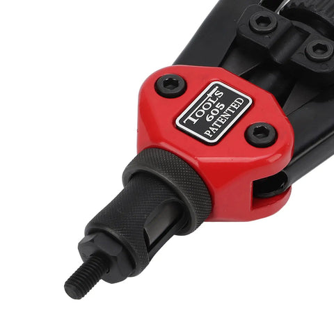 Close-up of 13 Inch Double Arm Rivet Nut Tool Kit Workhorse with visible red and black mandrel and handle details