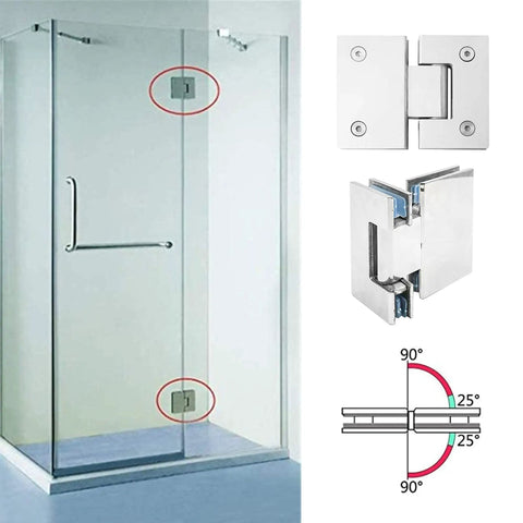 Two Pack Frameless Shower Door Hinges Built To Last 180 Degree Glass To Glass Hinges Heavy Duty 304 Stainless Steel Frameless Shower Hinge