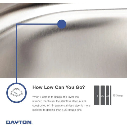 Close-up of Dayton Single Bowl Drop In Stainless Steel Bar Sink 17 by 21 Inches 22 Gauge Pro Grade ADA Compliant corner detail