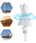 Portable Vertical Axis Wind Turbine Generator 12V 24V, 100W Max Power IP67 shown outdoors with use cases and design details