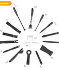 Straight Up 19 Piece Automotive Trim Removal Tool Set featuring Hella Tough Nylon Panel Pry Bars and Dash Clip Extractors in various sizes.