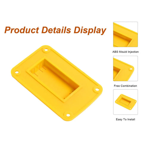 Close-up of yellow ABS detail from 20V Tool Holder And Battery Mount Kit For Wall Mount Hanger, Garage Grade ABS Drill Storage Shelf