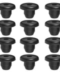 Bulk 12 Pack Rubber Jack Oil Plugs, Flat Head Hydraulic Filler Bung For Oil Reservoir Hole, set of black rubber plugs