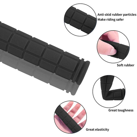 Non Slip Rubber Mountain Bike Handlebar Grips 4 Pairs For BMX MTB Kids Boys Girls with soft and anti-skid rubber, black.