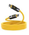 Uber Fast USB4 2.0 Cable With LED Display 6.6ft 240W PD3.1 Fast Charging 80Gbps Data Transfer Dual 8K Video For MacBook Pro iPhone Galaxy SSD Docking Yellow, coiled USB-C cable