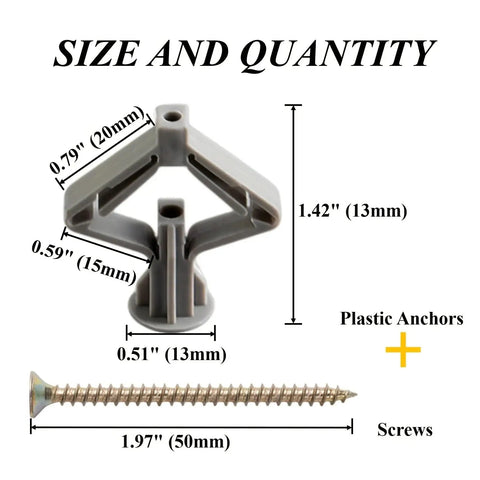 Heavy Duty Drywall Anchor Kit With Screws And Expansion Tubes Self Drilling Hollow Wall Anchors 300 Sets For Rock Solid Mounts Rust Resistant Yellow Zinc Plated Carbon Steel For Wall Shelves TV Mounts No Pre Drill Needed size chart with plastic anchors and 50mm screw