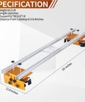 Slab Flattening Router Sled, 58 Inch Adjustable Planing Jig For Woodworking, pro-grade aluminum frame in DIY friendly orange.