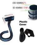 Flexible Welding Fume Extractor Arm With Adjustable Hood And Killer Suction Power For Tough Workshop Dust Cleanup That Clears The Bench Smoothly Without Drama, showing black plastic cover and flexible hose.