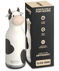 Charming Cow Print Water Bottle For Kids And Teens Bpa Free Reusable Insulated Sipper Cup Limited Edition Collectible Character Gear with cow design.