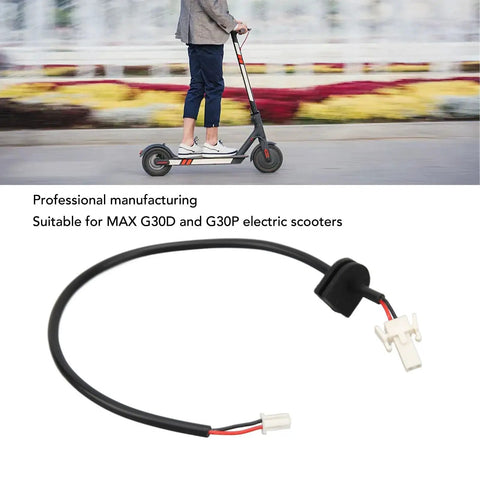 Premium ABS Tail Light Cable For Electric Scooter Replacement Part For MAX G30P G30D with rider on scooter in background.