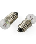 Hella Bright E10 Mini Light Bulbs 10 Pack Screw Base Indicator Lamps With Rock Solid Filament And Smooth Incandescent Glass Build, shown in close-up detail.