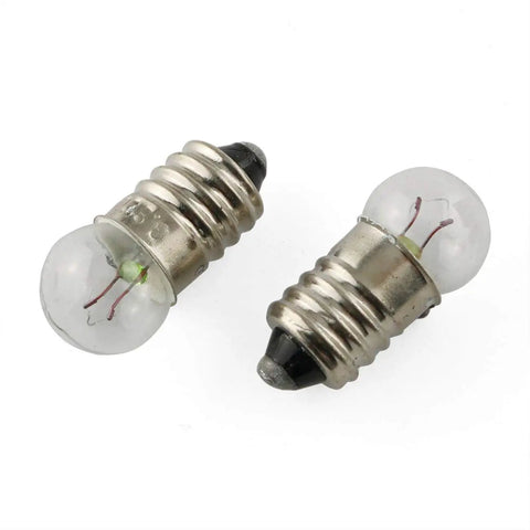 Hella Bright E10 Mini Light Bulbs 10 Pack Screw Base Indicator Lamps With Rock Solid Filament And Smooth Incandescent Glass Build, shown in close-up detail.