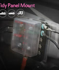 10 Way RV Blade Fuse Block With Bright LED Indicator DC Junction Box Supplying 100 Amp mounted in dashboard with tidy wiring.