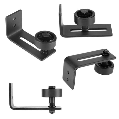 Carbon Steel Adjustable Wall Or Floor Roller Guide For Barn Door Hardware Black Finish Heavy Duty Mount Smooth Quiet Glide Fits 76mm Thick Doors Durable Construction