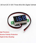 Pack of 5 DC 0 to 30V Digital Voltmeter Three Wire Voltage Gauge With Blue LED Calibratable 0.01 to 0.1 V Accuracy for DIY Battery Electronics and Sensor Projects, 0.36 inch display