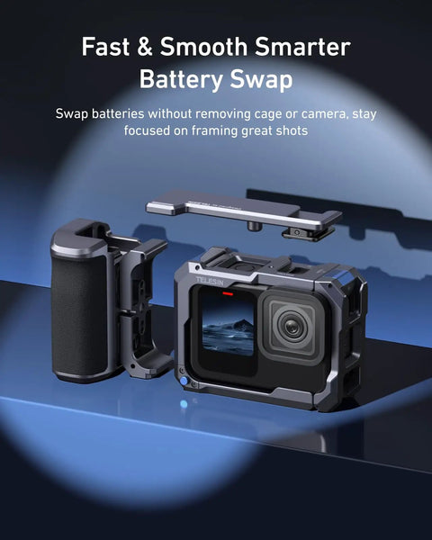 GoPro Hero 9 10 11 12 13 Street Grip Kit With Metal Rabbit Cage And Seesaw Design Aluminum Alloy Shell Quick Battery Access