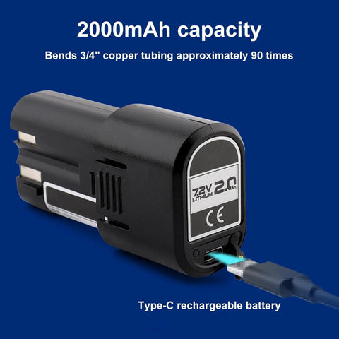 Heavy Duty Electric Copper Pipe Bender 7-In-1 Size Selector, Portable HVAC Tubing Tool battery with Type-C charging.