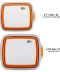 Top view of Large Collapsible BBQ Prep Tub With Lid 4.22 Gal 16L Foldable Camping Sink in orange and gray color