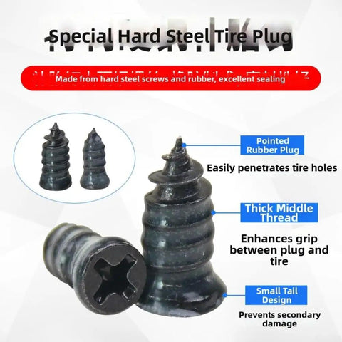 Road Ready Tire Repair Kit With 100 Stoppers And A Screwdriver For Quick Puncture Fixes Strong Grip And Seal front close-up view