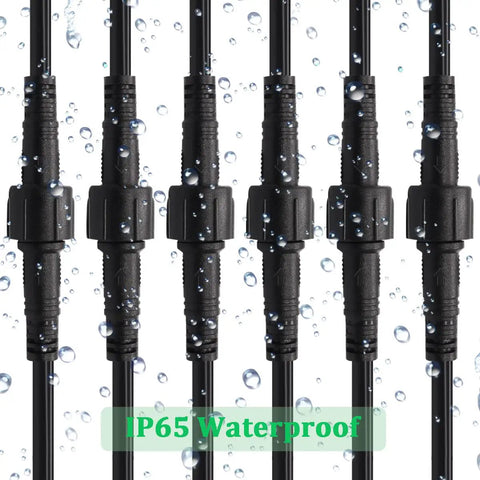 Six Pairs 22 AWG 2 Pin Electrical Connector IP65 Waterproof Extension Cable for LED Strip Lights Cars Trucks Boats
