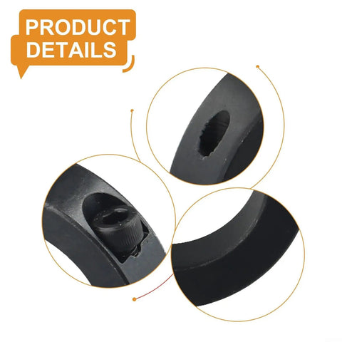 Solid Steel Two Piece Shaft Collar Clamp Ring Black Oxide Finish 40mm Fits Workshop Machinery Tight Grip Keeps Surfaces Mint Clean Low Profile Recessed Screw Heads Ensure Safer Handling Great For Flexible Shafts Or Compact Equipment For Shop Jobs close-up