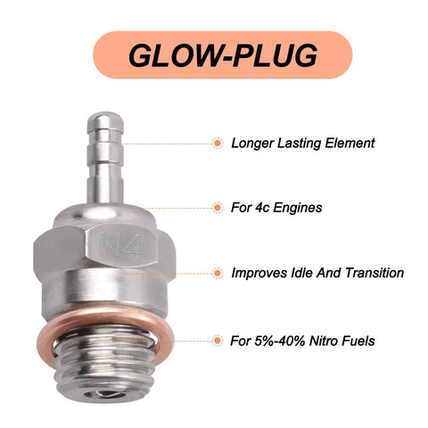 Six Pack Glow Plug No 4 Medium Hot for one eighth and one tenth nitro RC cars and trucks platinum iridium element