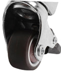 Close-up of a 4 Pack Heavy Duty Swivel Caster with brown poly wheel, showing metal housing and retractable kickback lock.