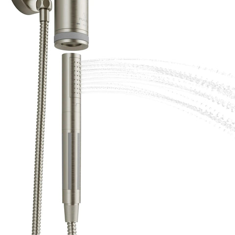 Magnetic handheld sprayer of 8 Inch Rain Shower Head With Magnetic Handheld Sprayer Polished Chrome No Remodel Needed Super Easy Retrofit Includes Hose And Individual On Off Control 1.8 GPM