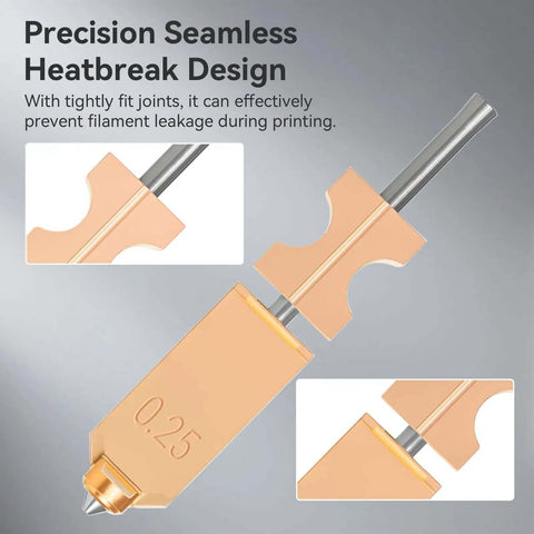 Quick Swap Nozzle Kit For AD5X 3D Printer After May 2025 Purchase Date showing 0.25mm detachable heatbreak design for seamless prints