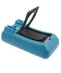 Back view of Digital Automotive Meter And Multimeter with stand, blue casing, showing battery compartment and prop stand.