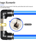 Heavy Duty One Half Inch Push To Connect Female Elbow Fittings 90 Degree For Pneumatic Systems Copper And Plastic One Half Inch Tube Outer Diameter To One Half Inch NPT Thread Pack Of Two usage scenario