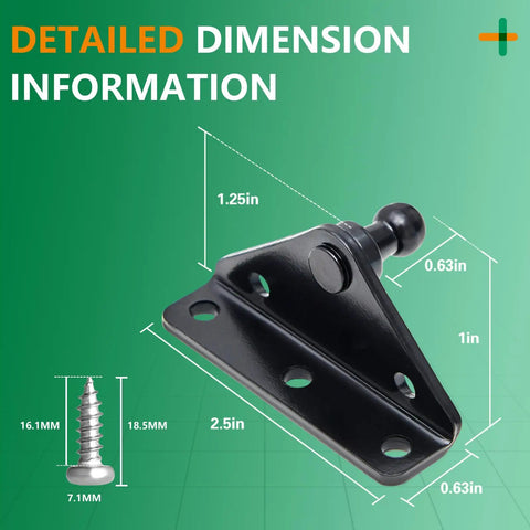 4 Pack Universal 10mm Ball Stud Gas Struts Mounting Brackets for Gas Springs and Lift Supports L Type Brackets dimensions