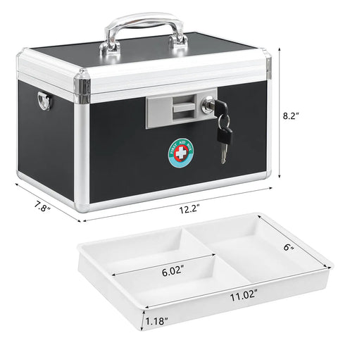 Lockable Medicine Storage Box With Key For Home And Outdoors On The Go This Durable Aluminum Safe Box Stores Meds And First Aid Gear.