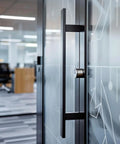 36 Inch Solid Stainless Steel Push Pull Door Handle With Solid Standoffs Built To Last For Barn Doors And Glass Panels, Heavy Duty Commercial Grade 304 Matte Black Finish