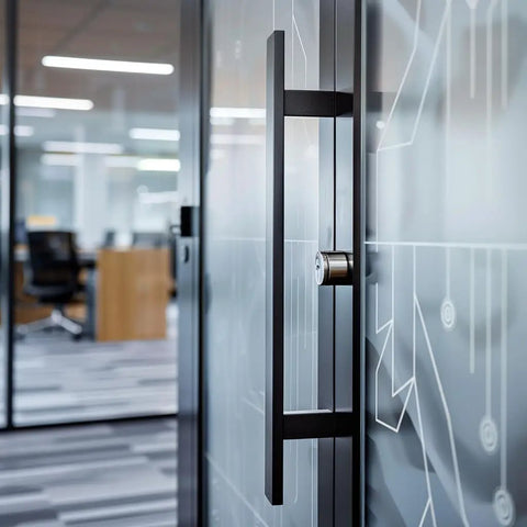 36 Inch Solid Stainless Steel Push Pull Door Handle With Solid Standoffs Built To Last For Barn Doors And Glass Panels, Heavy Duty Commercial Grade 304 Matte Black Finish