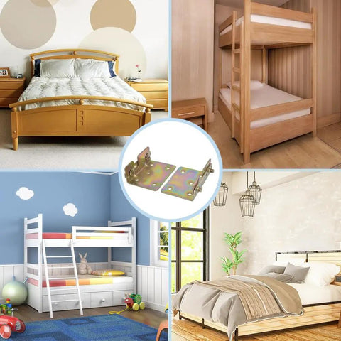 Heavy Duty Bed Rail Brackets With Mounting Hardware, Non Mortise Double Hook Slot Bed Frame Connectors, Built Tough Iron Fittings.