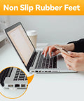 Clear Self Adhesive Rubber Feet And Cushion Bumper Pads With Hella Sticky Mounting Tape Designed For Heavy Electronics And Kitchen Appliances Providing Rock Solid Anti Skid Grip To Safeguard Delicate Floor Finish used on a laptop to prevent slipping.