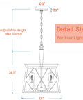 Dimensions of Rustic Farmhouse Pendant Light Fixture With Open Cage Design, Matte Black 4 Light Industrial Chandelier for various rooms