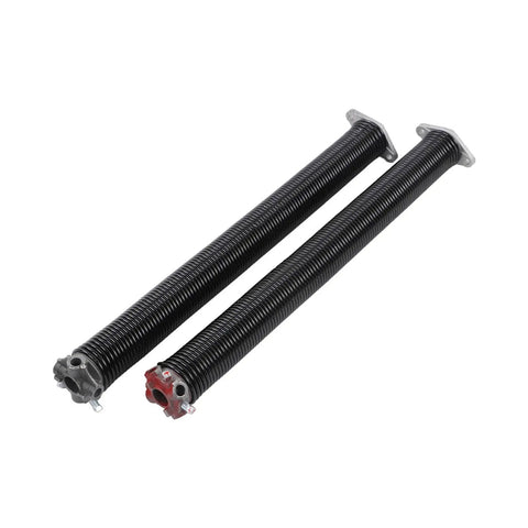 Heavy Duty Garage Door Torsion Spring Replacement Kit For Left Right Side With Steel Coil And Aluminum Cone Ensures Smooth Reliable Operation Up To 16k Cycles Perfect Fit For Standard Doors, two springs shown