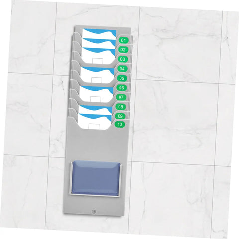 Heavy Duty Multi Grid Material Card Rack For Warehouse Sorting And Employee Attendance Trackers with ten compartments for easy access.