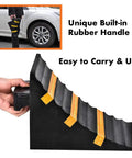 Two Pack Heavy Duty Extra Large Solid Rubber Wheel Chocks With Portable Handle For Travel Trailer Truck RV And Commercial Vehicles