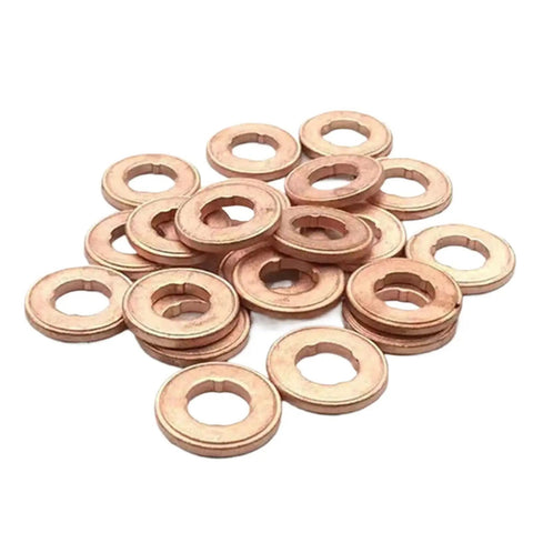 Sick Heat Resistant Flat Copper Washers 20pcs 7x15mm Common Rail Injector Seals Fuel Injection Repair Kit Universal Fit, copper washers