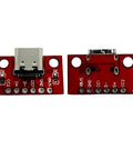 Front and back view of USB Type C Breakout Board 10 Pack With Solder Wire Included For DIY Projects 16 Pin PCB Adapter USB C Female Connector