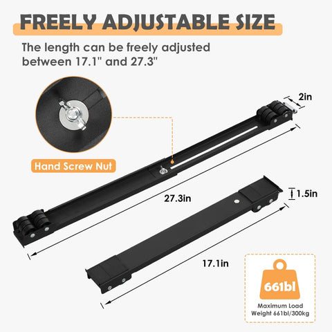 Heavy Duty Appliance Rollers With Adjustable Base And Wheels For Moving Heavy Fridges Washers Dryers And Dishwashers Handles Up To 660 Pounds Sturdy Metal Furniture Dolly For Easy Home Mobility