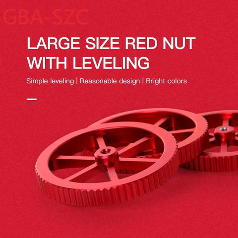 Upgraded Ender 3 Springs Kit with hand twist leveling nuts, large red aluminum nuts, close-up view