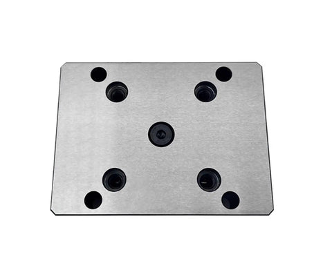 Heavy Duty Workhorse Self Centering Bench Vise With Hydraulic Soft Jaws For Drill Press And Milling Machines Precision clamping tool base with mounting holes.