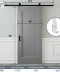 36x84 Inch White Primed Sliding Barn Door With 6 Ft Hardware Kit And Handle, One-Panel Solid Core Composite Interior Door Slab, Paintable Surface, Preassembled For Easy No-Fuss Install, Durable And Sturdy.