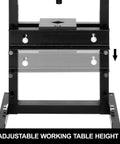 6-Ton Hydraulic Shop Press With Adjustable Working Table And H-Frame, illustrating the table adjustment mechanism, Black, 18.9x15.75x36.8"